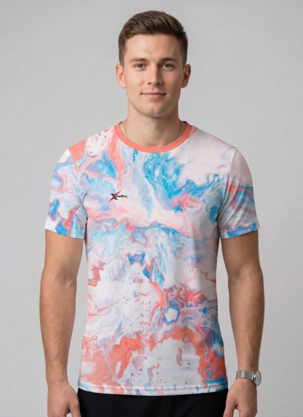 Men Abstract Print Slim Fit Crew Neck T-shirt with
