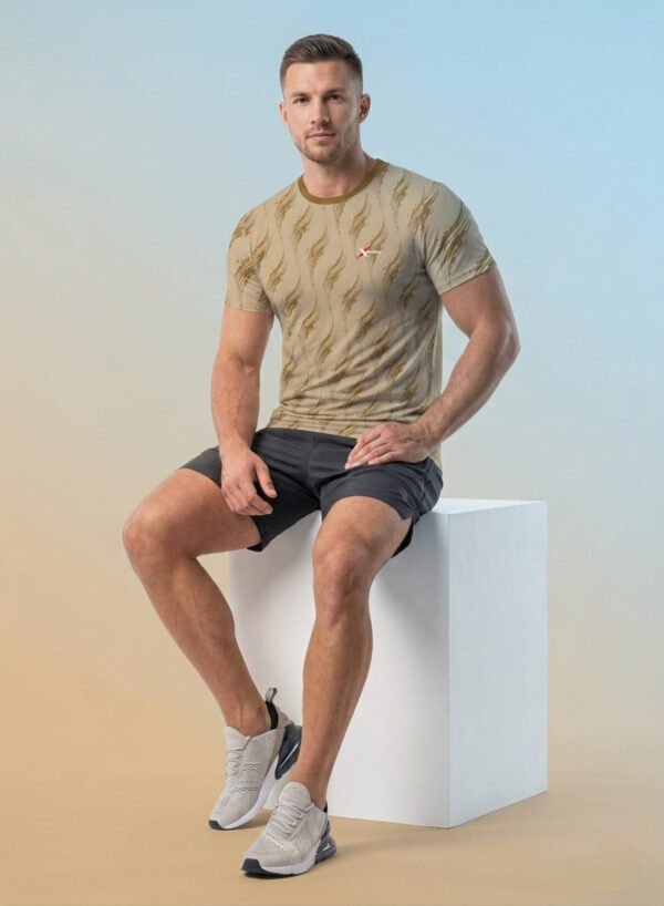 Men Abstract Print Slim Fit Crew Neck T-shirt