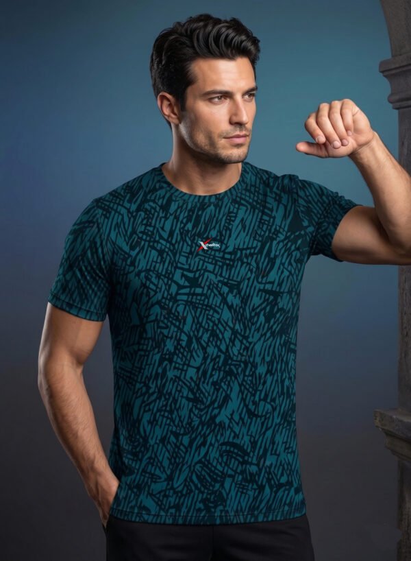 Men Abstract Print Slim Fit Crew Neck T-shirt