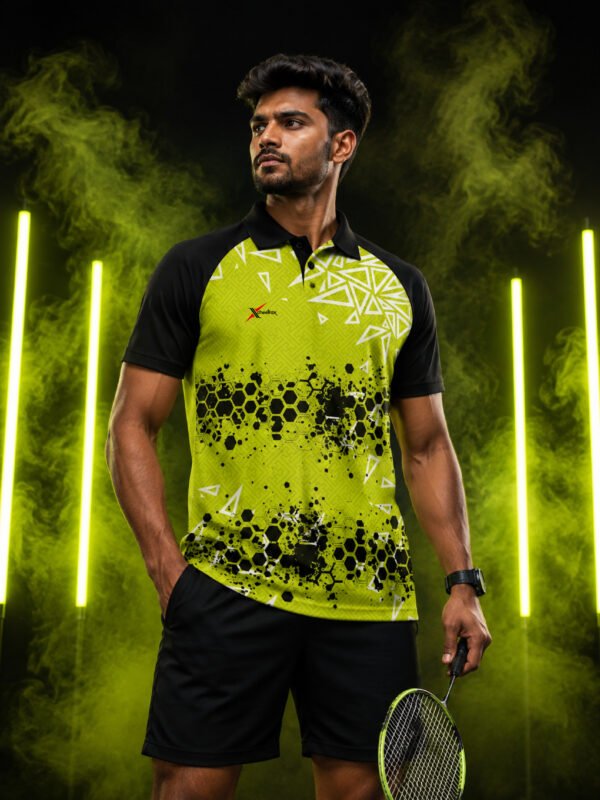 CHEETRAX Premium Sports Polo T-Shirt for Men – Printed Jersey | Black Orange White Athletic T-Shirt